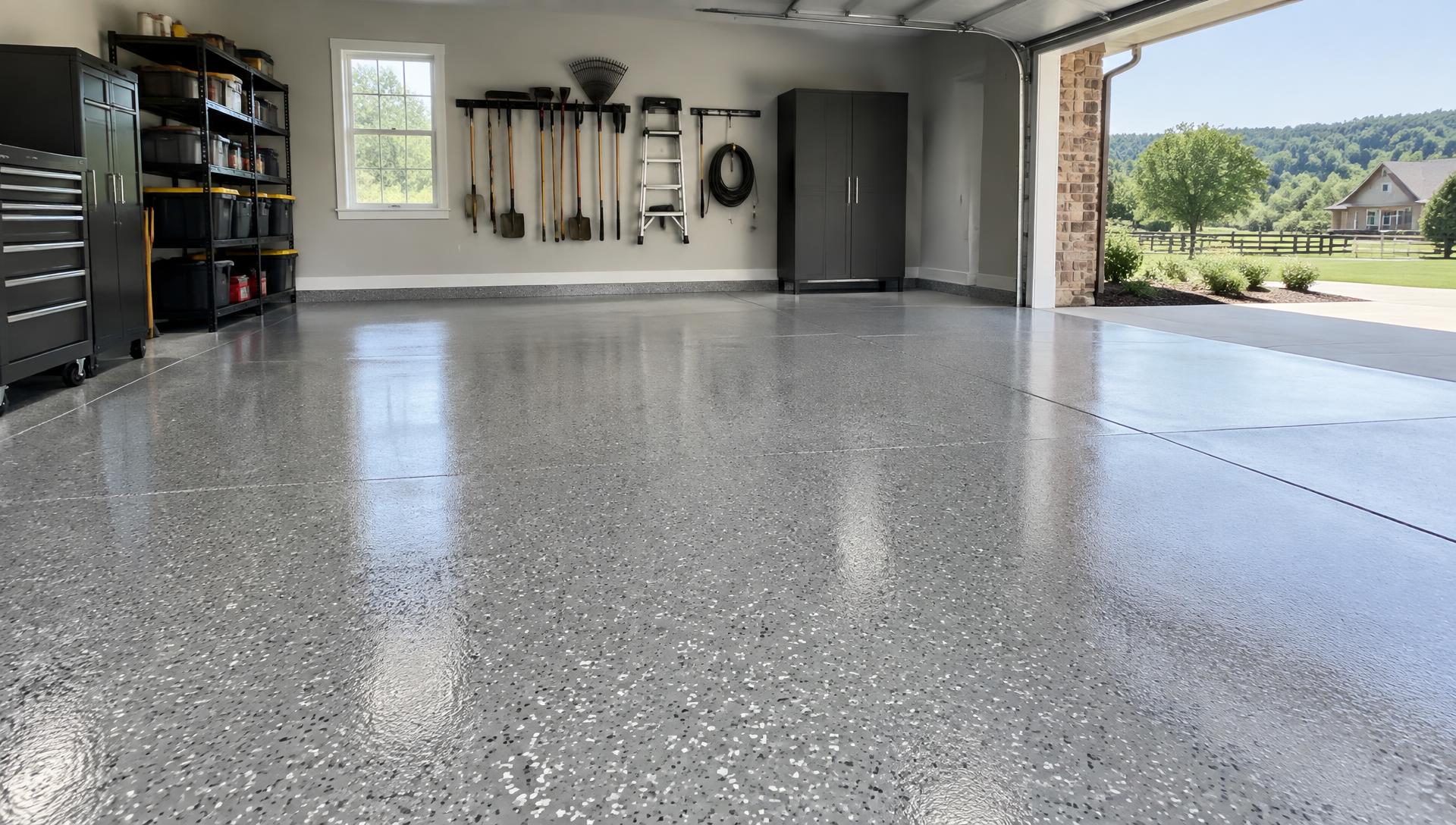 Finished flake epoxy floor by Dickson Floor